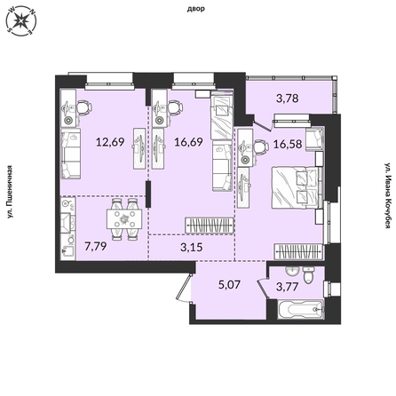 
  Продается 3-комн. квартира, 69.52 м², ЖК Источник, дом 3
. Фото 1.