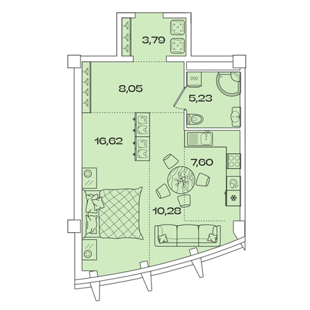 
  Продается 1-комн. квартира, 51.57 м², ЖК Звезды, дом 2
. Фото 1.