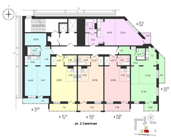 
  Продается 1-комн. квартира, 51.62 м², ЖК Суворов
. Фото 2.