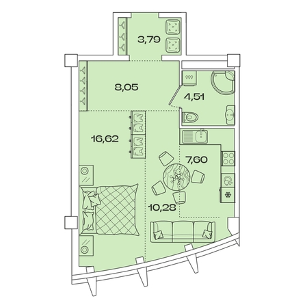 
  Продается 1-комн. квартира, 50.85 м², ЖК Звезды, дом 2
. Фото 1.