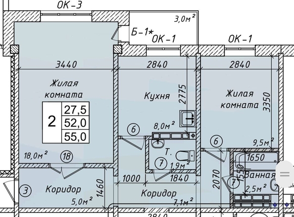 
  Продается 2-комн. квартира, 55 м², 7 мкр, д. 15
. Фото 1.