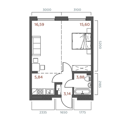 
  Продается 1-комн. квартира 45.4 м², в ЖК Салют. Фото 1.