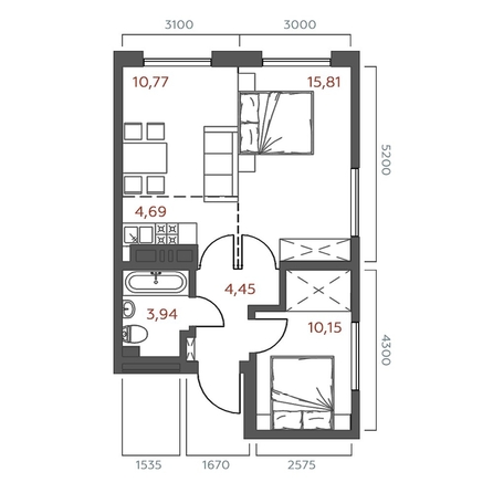 
  Продается 2-комн. квартира 50.49 м², в ЖК Салют. Фото 1.