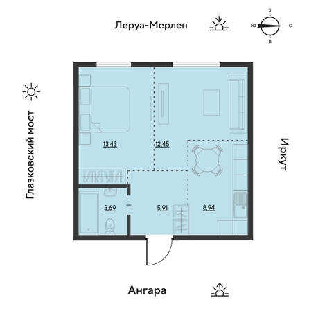 
  Продается 2-комн. квартира 44.6 м², в ЖК Затон, блок-секция 2. Фото 1.