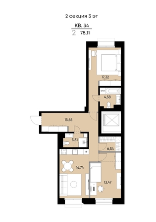 
  Продается 2-комн. квартира 78.11 м², в ЖК ВЕКТОР премиум-квартал, дом 1. Фото 1.