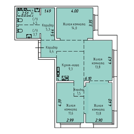
  Продается 4-комн. квартира 83.9 м², в ЖК Стрижи Сити, блок-секции 8,9. Фото 1.