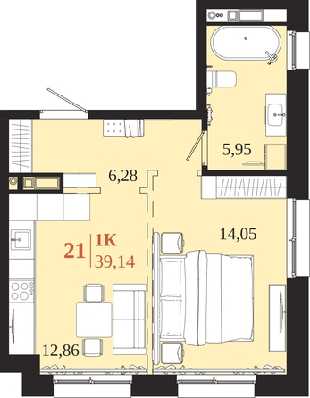 
  Продается 1-комн. квартира 39.14 м², в ЖК 1661. Фото 1.