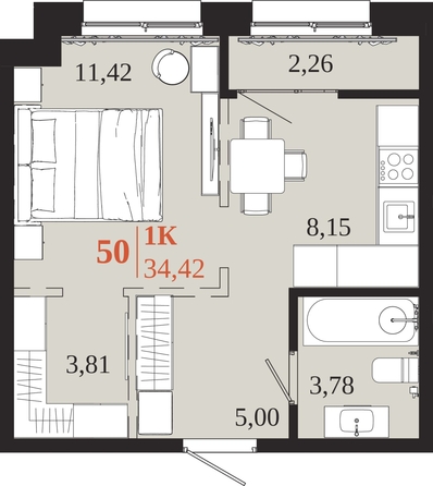 
  Продается 1-комн. квартира 34.42 м², в ЖК 1661. Фото 1.