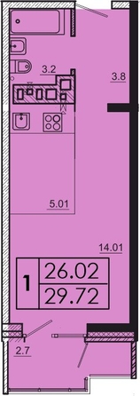 
  Продается 1-комн. квартира 29.72 м², в ЖК Мега, дом 4. Фото 1.