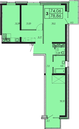 
  Продается 3-комн. квартира 81.06 м², в ЖК Мега, дом 4. Фото 1.