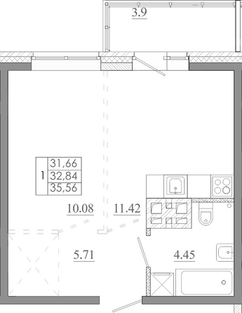 
  Продается 1-комн. квартира 35.56 м², в ЖК Мега, дом 8. Фото 1.