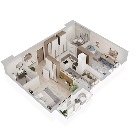 
  Продается 2-комн. квартира 64.41 м², в  ЖиВой комплекс на Кузьмихе. Фото 1.