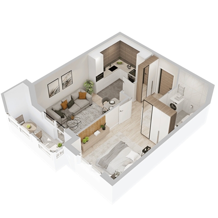 
  Продается 1-комн. квартира 44.06 м², в  ЖиВой комплекс на Кузьмихе. Фото 1.