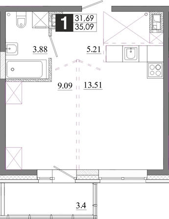 
  Продается 1-комн. квартира 35.09 м², в ЖК Первый Ленинский квартал, Дом 6. Фото 1.