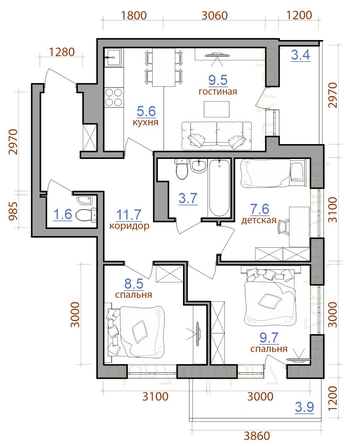 
  Продается 4-комн. квартира 65.2 м². Фото 1.