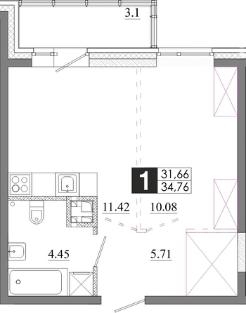 
  Продается 1-комн. квартира 34.76 м², в ЖК Первый Ленинский квартал, Дом 6. Фото 1.