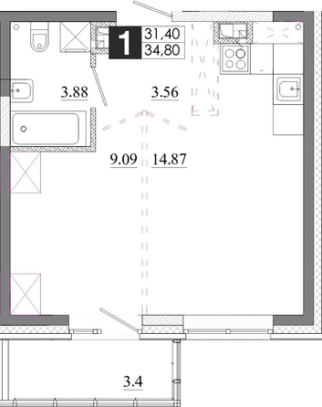 
  Продается 1-комн. квартира 34.8 м², в ЖК Первый Ленинский квартал, Дом 6. Фото 1.