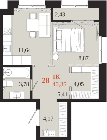 
  Продается 1-комн. квартира 40.35 м², в ЖК 1661. Фото 1.