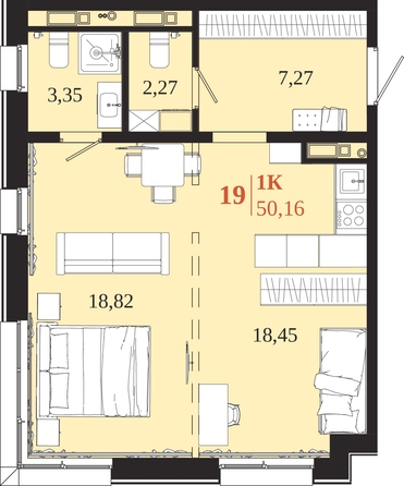 
  Продается 1-комн. квартира 50.16 м², в ЖК 1661. Фото 1.