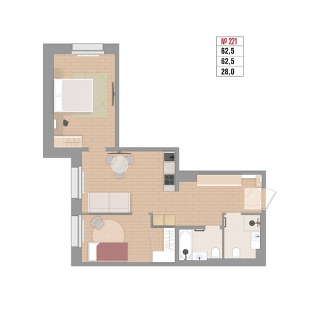 
  Продается 2-комн. квартира 62.5 м², в ЖК Стрижи Сити, блок-секции 6,7. Фото 4.