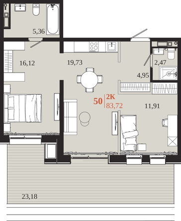 
  Продается 2-комн. квартира 83.72 м², в ЖК 1661. Фото 1.