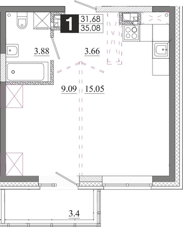 
  Продается 1-комн. квартира 35.08 м², в ЖК Первый Ленинский квартал, Дом 6. Фото 1.