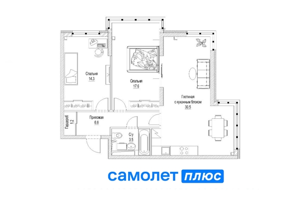 
   Продам 4-комнатную, 76.6 м², Октябрьский пр-кт, кор.Б

. Фото 2.