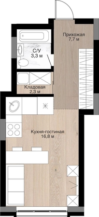 
   Продам студию, 30.1 м², Южный, дом Ю-16

. Фото 1.