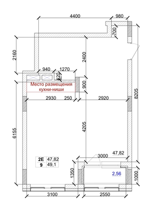 
   Продам 2-комнатную, 49.1 м², 7 высот, дом 9

. Фото 7.