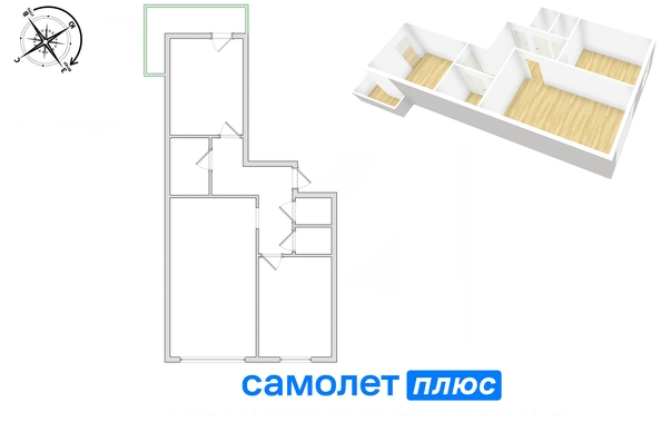 
   Продам 3-комнатную, 54.2 м², Шахтеров пр-кт, 60а

. Фото 42.