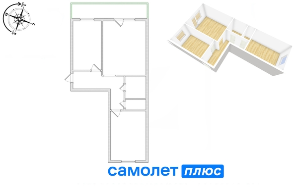 
   Продам 2-комнатную, 52.8 м², Серебряный бор ул, 25

. Фото 2.