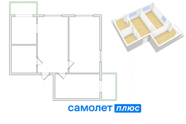 
   Продам 3-комнатную, 57.9 м², Красная ул, 10Б

. Фото 2.