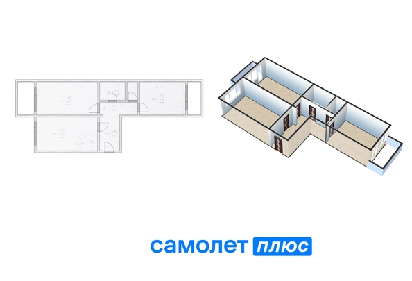 
   Продам 2-комнатную, 65 м², Космическая ул, 24

. Фото 2.