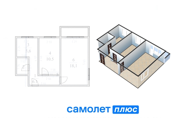 
   Продам 2-комнатную, 43.7 м², 50 лет Октября ул, 6

. Фото 1.