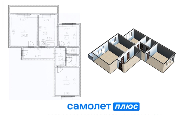 
   Продам 3-комнатную, 56.4 м², Дружбы ул, 27А

. Фото 26.