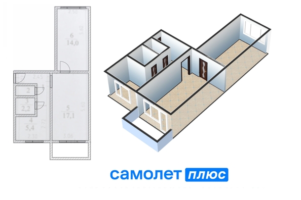 
   Продам 2-комнатную, 44 м², Мичурина ул, 37

. Фото 2.