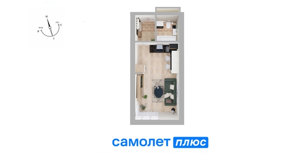 
  Продается студия, 26 м², Осенний б-р, д. 9
. Фото 2.