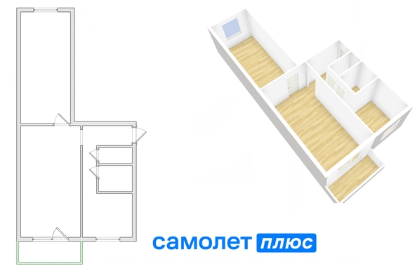 
  Продается 2-комн. квартира, 43.8 м², Октябрьский пр-кт, д. 52
. Фото 1.