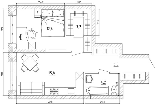 
  Продается 2-комн. квартира, 44.3 м², ЖК Уютный квартал, дом 1
. Фото 4.
