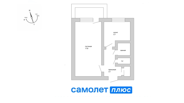 
  Продается 1-комн. квартира, 31 м², Октябрьский пр-кт, д. 56а
. Фото 2.