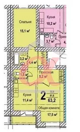 
  Продается 2-комн. квартира, 64 м², ЖК Верхний бульвар-2, дом 60, корп 2
. Фото 28.