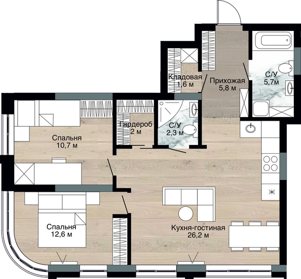 
  Продается 3-комн. квартира 68.5 м², в ЖК Южный, дом Ю-17. Фото 4.