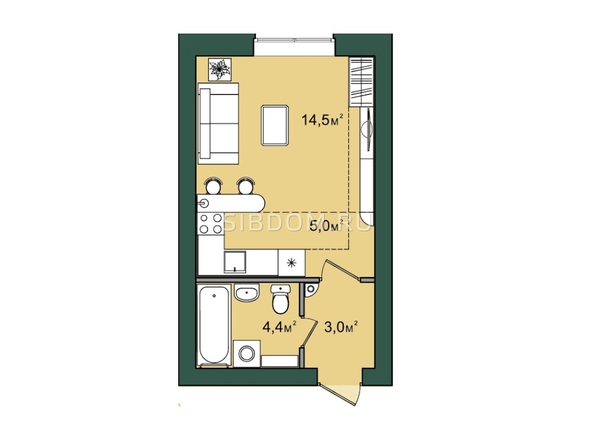 
  Продается 1-комн. квартира 27.1 м², в ЖК Подсолнухи. Фото 2.