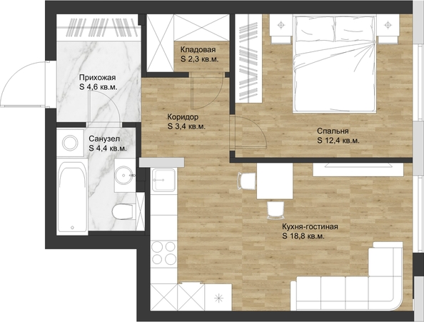 
  Продается 2-комн. квартира 47.8 м², в ЖК Дом на Арочной. Фото 12.