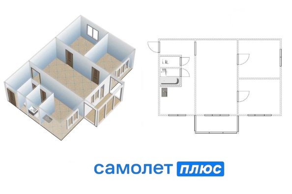 
  Продается 3-комн. квартира 47 м². Фото 2.