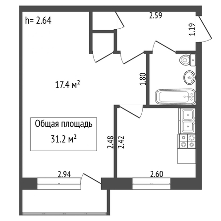 
  Продается 1-комн. квартира 31.2 м². Фото 16.