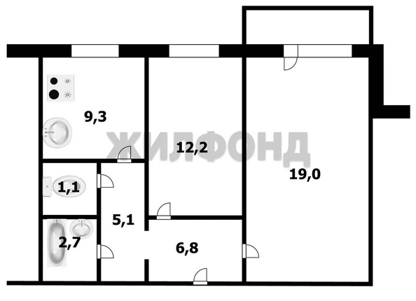 
   Продам 2-комнатную, 55.6 м², Гребенщикова ул, 11/1

. Фото 20.