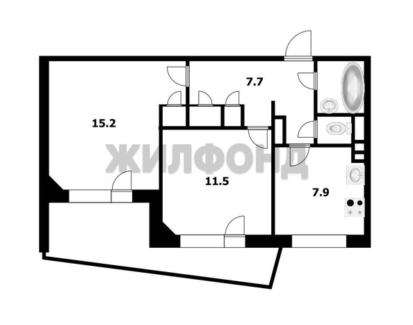 
  Продается 2-комн. квартира, 51.6 м², Курчатова ул, д. 17
. Фото 2.