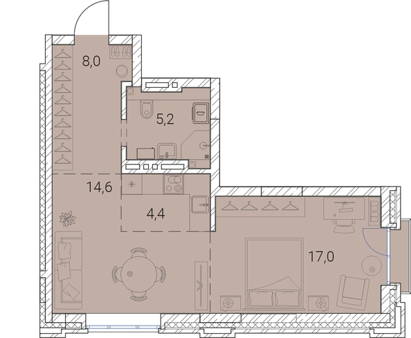 
  Продается 1-комн. квартира, 49.2 м², ЖК Тайм Сквер
. Фото 19.