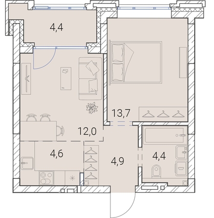 
  Продается 1-комн. квартира, 44 м², ЖК Тайм Сквер
. Фото 38.